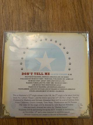 CD Madonna - Don't Tell Me promo CD