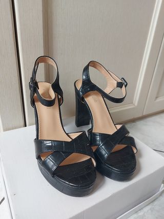 Sandali neri tacco alto cocco