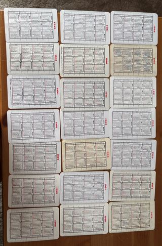  Calendarios Fournier antiguos, desde los 70. 