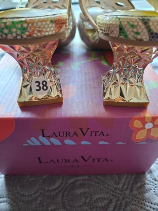 Sandalias Laura Vita - Beige Multicolor