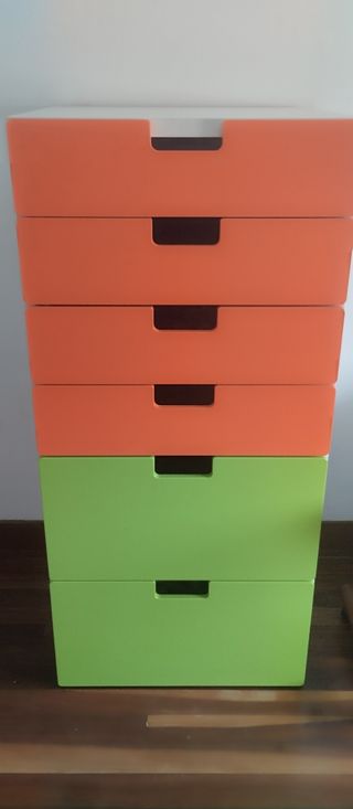 Cómoda infantil 6 cajones - Verde & Naranja