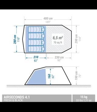 Tienda Quechua Air Seconds 4.1 Fresh Black