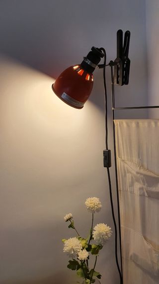 Foco vintage rojo con pinza