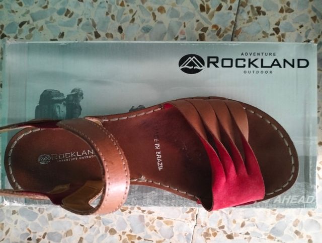Sandalias Rockland Piel Marrón-Rojas 39