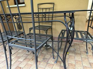 Tavolo giardino ferro battuto cristallo