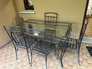 Tavolo giardino ferro battuto cristallo