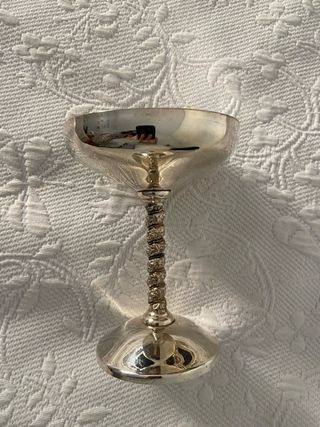 Juego 6 copas + bandeja Silver Plate