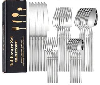 Set di 30 posate, color argento