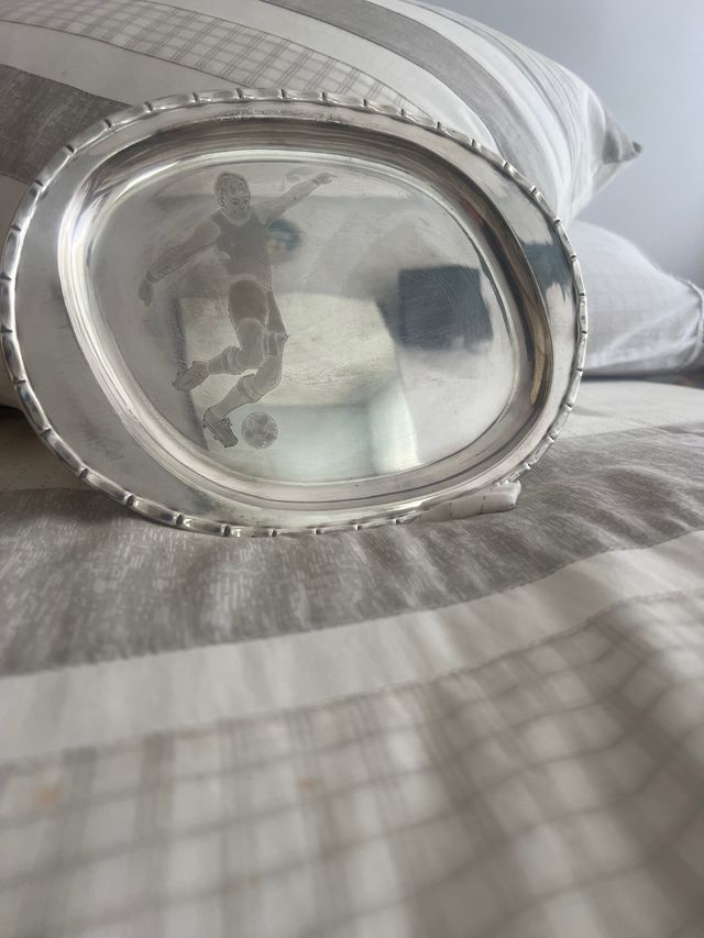 Vassoio da calcio in alpaca argentata