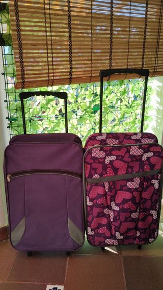 2 Maletas viaje - Morada y estampada 