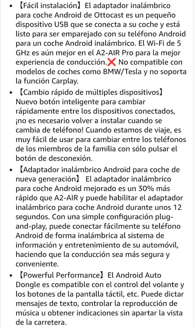 OTTOCAST A2AIR: Adaptador inalámbrico Android Auto