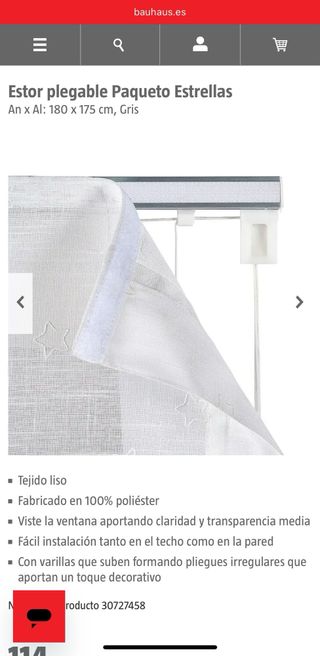 Estor paqueto blanco 180x175cm