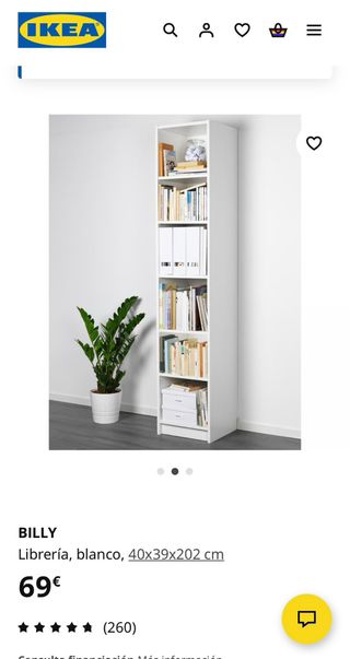 BILLY Librería Blanca Ikea 40x39x202