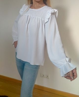 Blusa blanca manga larga