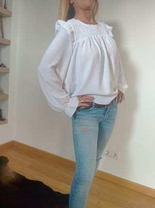 Blusa blanca manga larga