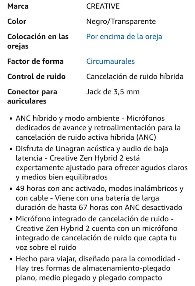 Auriculares Creative Zen Hybrid 2