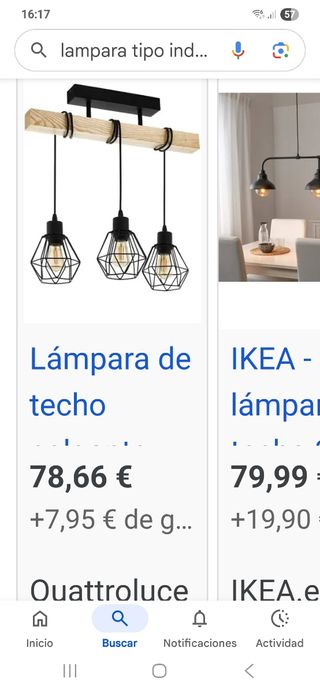 Lampara techo 3 luces estilo industrial