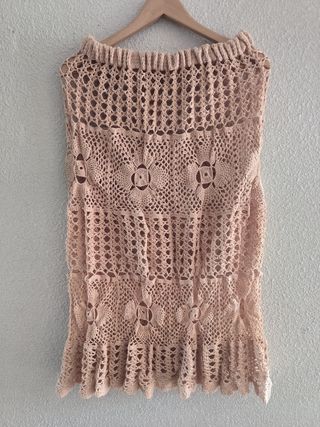 Falda crochet beige XL vintage