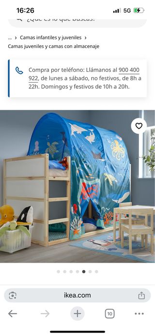 Litera infantil IKEA con tienda. tiene algún defec