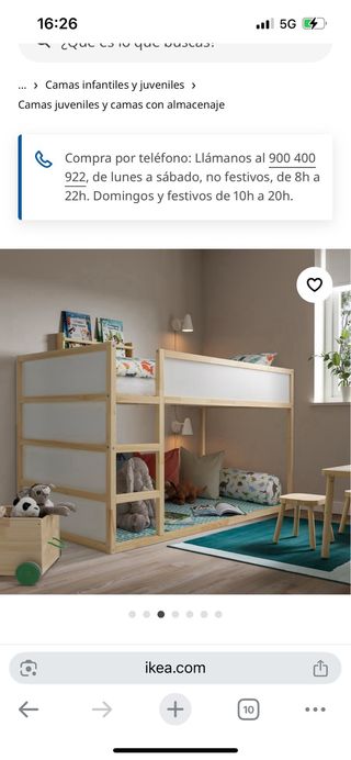 Litera infantil IKEA con tienda. tiene algún defec