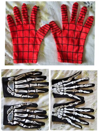 Guantes Halloween: Spiderman & esqueleto