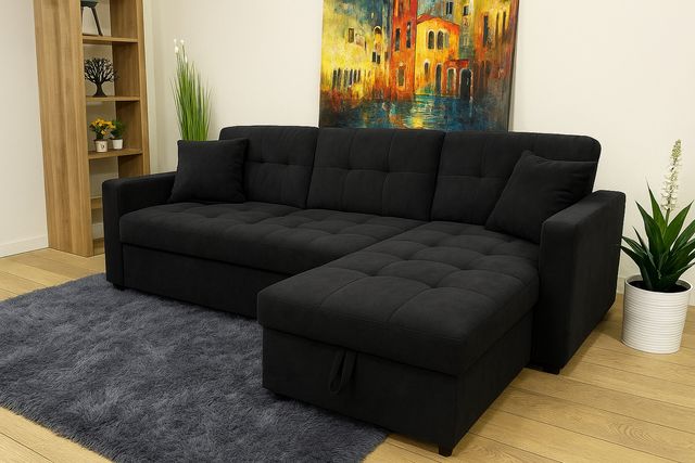 Sofá cama chaise longue negro