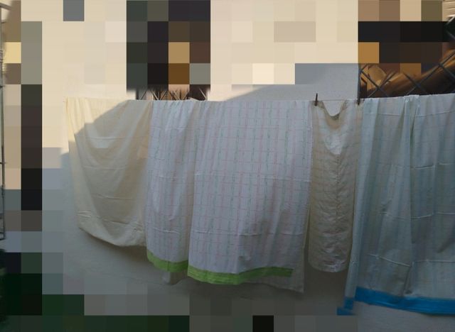 Sábanas algodón 80cm - Beige y blanco