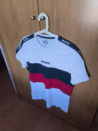 Camiseta Hollister L - roja y blanca