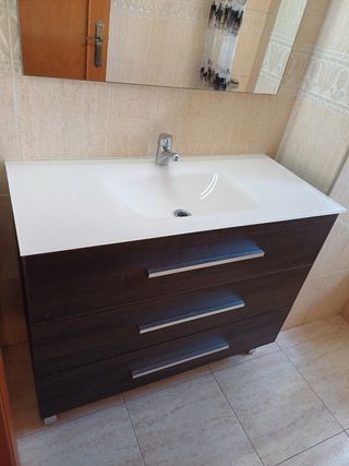 Mueble, lavavo de cristal y espejo con luz led!
