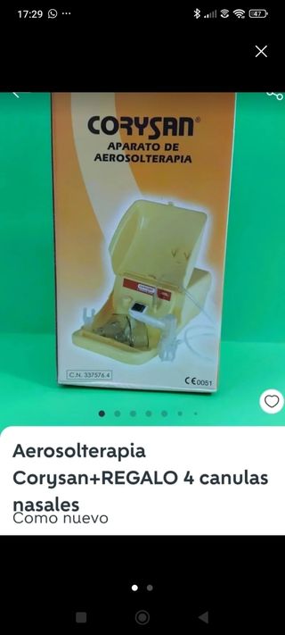 Aerosolterapia Corysan + 4 cánulas