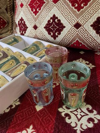 Set 12 bicchieri vetro colorati