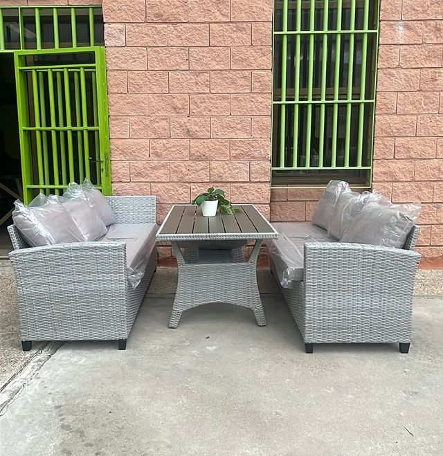 Conjunto jardín - ratán gris