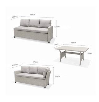 Conjunto jardín - ratán gris