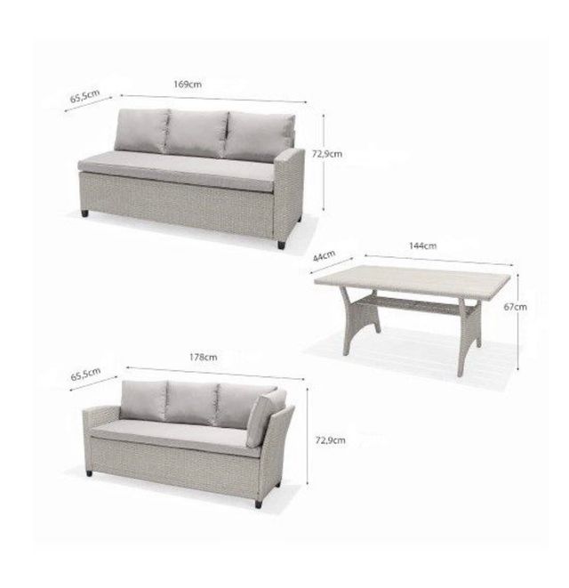 Conjunto jardín - ratán gris