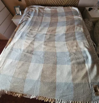 Manta Alpaca - Beige y Azul