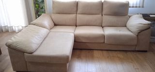 Sofá chaise longue beige