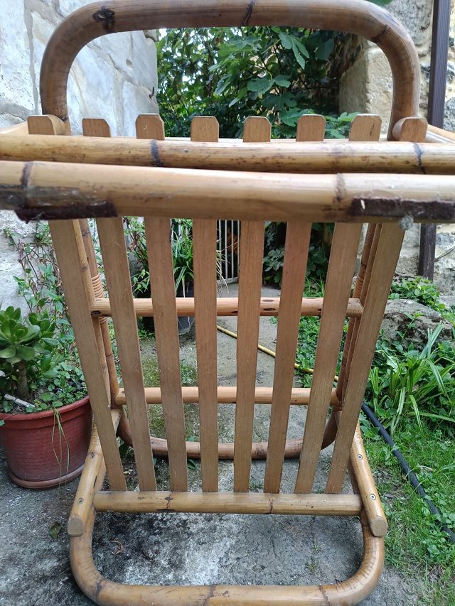 Mesa centro bambú ratán vintage