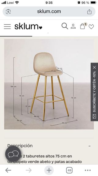 Taburete polipiel verde - Moderno