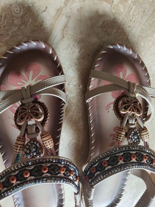 Sandalias planas talla 37 - beige/marrón