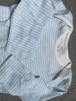 Babygrow Bebê Listrado Azul - 12 Meses