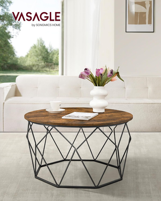 Tavolino rotondo da salotto, telaio in acciaio, pe