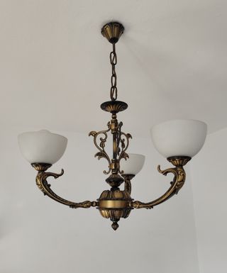 Lampara antigua 3 luces bronce