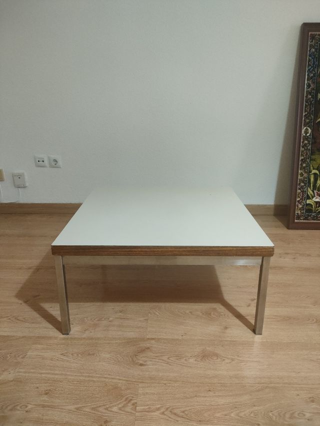Mesa centro blanca metal - madera
