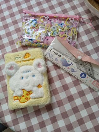 Lote material escolar kawaii