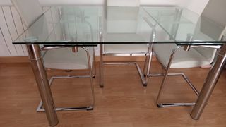 Mesa cristal moderna - 4 sillas