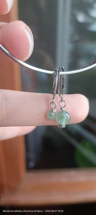 Coppia Orecchini Inox Avventurina Verde