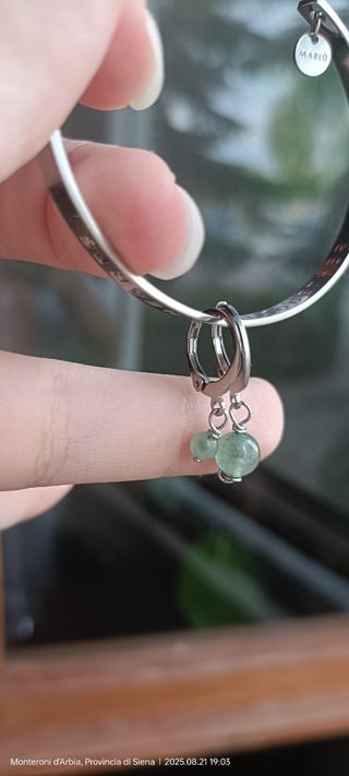 Coppia Orecchini Inox Avventurina Verde