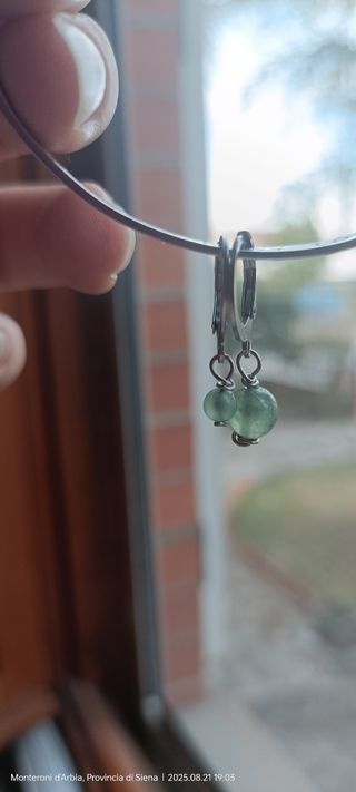 Coppia Orecchini Inox Avventurina Verde