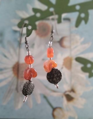 Orecchini Pendenti Etno | Argento Arancio