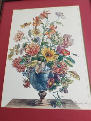 Cuadro Flores - Maceta Vintage SIN Cristal Firmado
